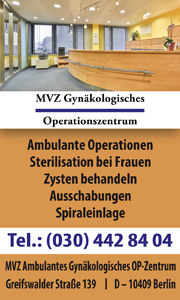 MVZ Gyäkologisches Operationszentrum Ambulante Operationen, Sterilisation bei Frauen, Zysten behandeln, Ausschabungen, Spiraleinlage, Berlin
