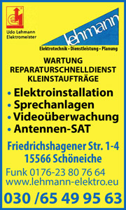 Lehmann Elektrotechnik in Schöneiche Banner